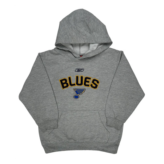 Vintage Blues Reebok Hoodie - Small Grey Cotton