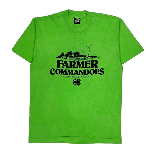 Farmer Commandoes Screen Stars Single Stitch T-Shirt - Large Green Cotton Blend