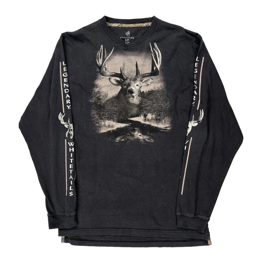 Deer Legendary Whitetails Tall Long Sleeve T-Shirt - Large Black Cotton