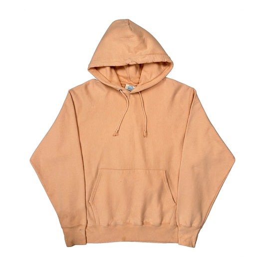 Vintage Reverse Weave Champion Hoodie - Large Orange Cotton