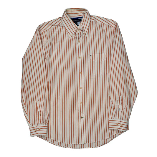 Tommy Hilfiger Striped Shirt - Medium Orange Cotton