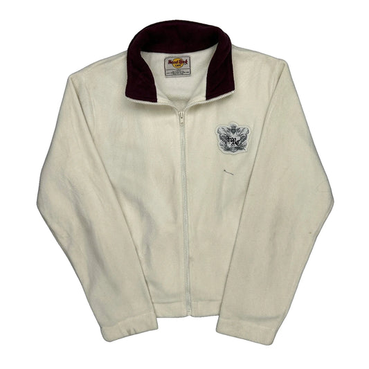Hard Rock Cafe Collared Fleece Jacket - Large Burgundy Polyester