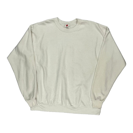 Hanes Sweatshirt - XL White Cotton Blend