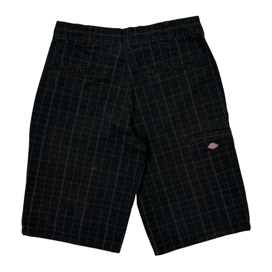 Dickies Checked Shorts - 30W 12L Black Cotton
