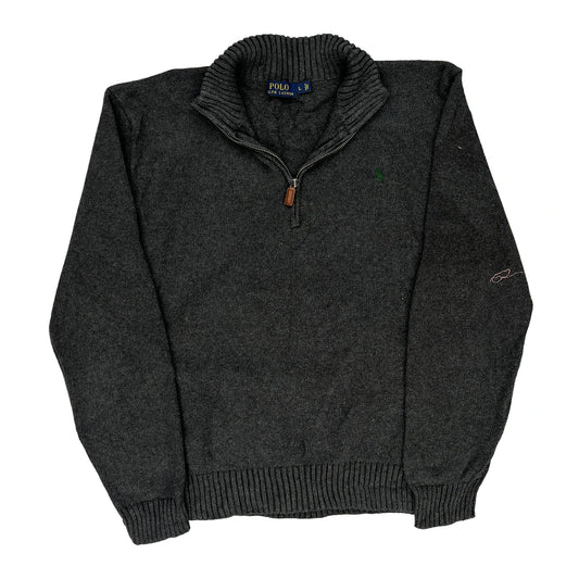 Polo By Ralph Lauren 1/4 Zip - Large Grey Cotton