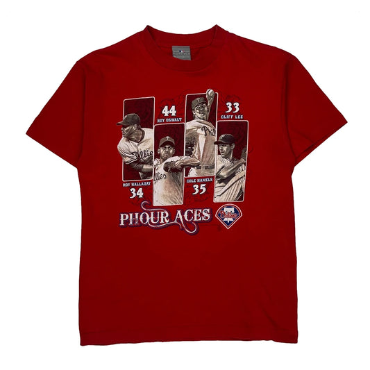 Philadelphia Phillies Mlb Graphic T-Shirt - Medium Red Cotton