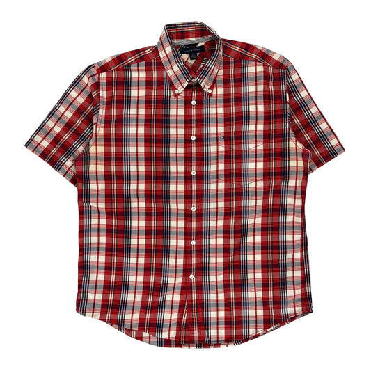 Tommy Hilfiger Checked Short Sleeve Shirt - Large Blue Cotton