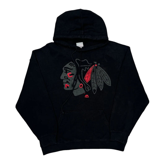 Vintage Nhl Majestic Graphic Hoodie - Large Black Cotton