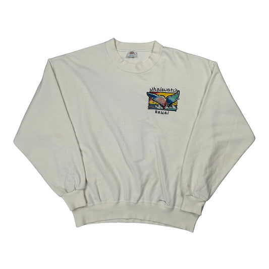 Crazy Shirt Graphic Sweatshirt - Medium White Cotton