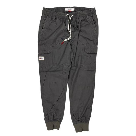 Drawstring Waist Tommy Jeans Cargo Joggers - Large Grey Cotton