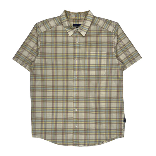 Patagonia Checked Short Sleeve Shirt - Medium Beige Cotton Blend
