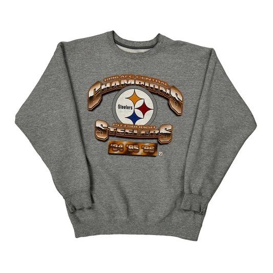 90S Made In USA Pittsburgh Steelers Starter Football Sweatshirt - Large Grey Cotton