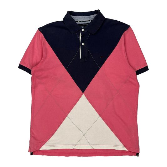 Tommy Hilfiger Argyle Polo Shirt - Medium Pink Cotton