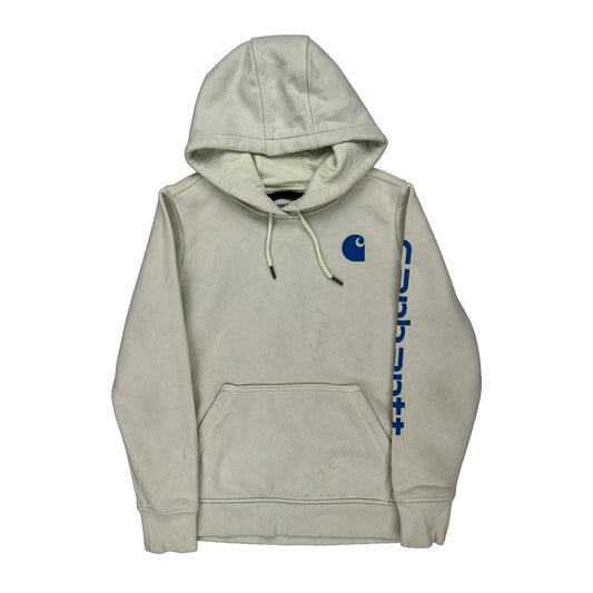 Carhartt Spellout Hoodie - Small Cream Cotton
