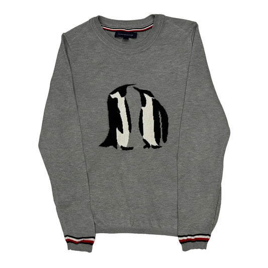 Penguin Design Tommy Hilfiger Graphic Jumper - Medium Grey Cotton Blend