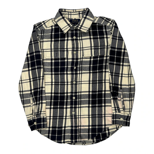Age 10-12 Polo By Ralph Lauren Checked Flannel Shirt - Medium Black & White Cotton