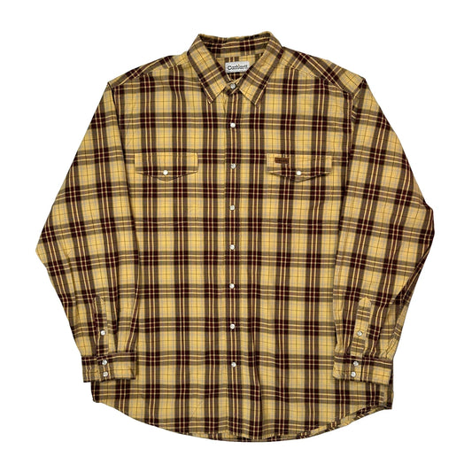 Vintage Carhartt Checked Flannel Shirt - XL Yellow Cotton
