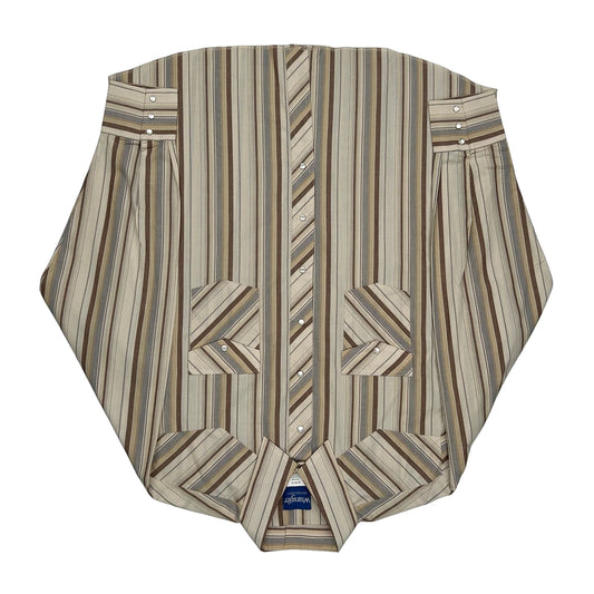 Vintage Wrangler Striped Shirt - XL Beige Cotton Blend
