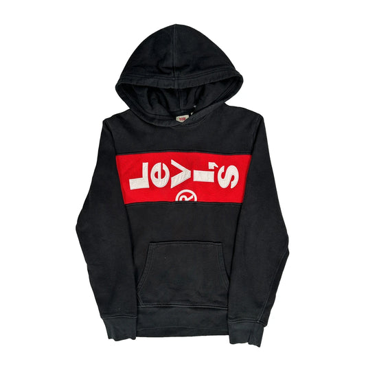 Vintage Levis Spellout Hoodie - Medium Black Cotton