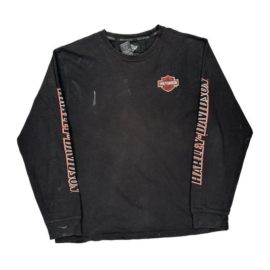 Harley Davidson Graphic Long Sleeve T-Shirt - XL Black Cotton