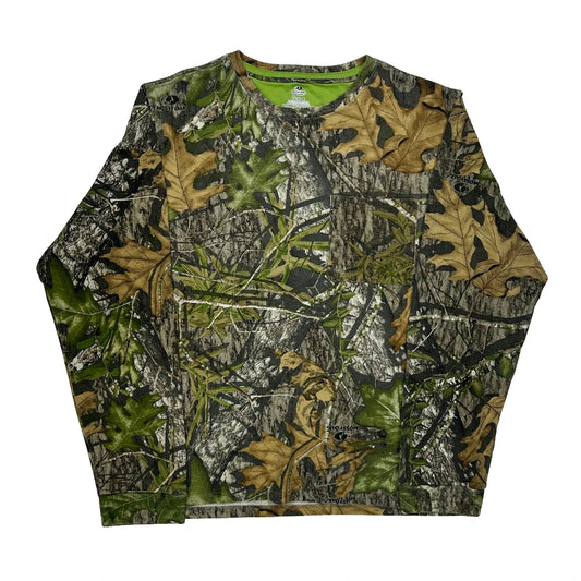 Vintage Obsession Mossy Oak Long Sleeve T-Shirt - Large Camo Cotton Blend