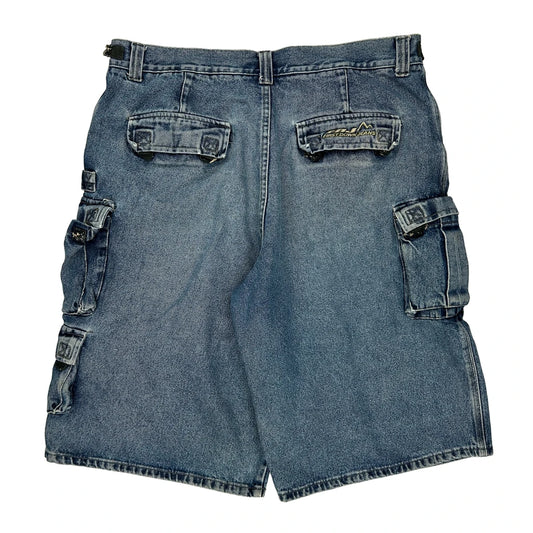 First Down Cargo Shorts - 38W 11L Blue Cotton