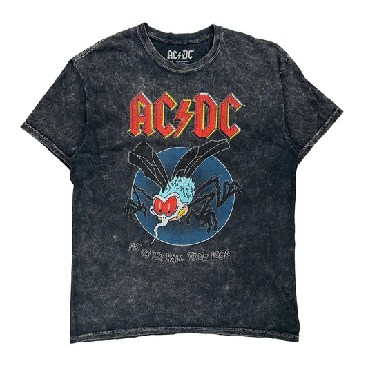 Fly On The Wall Tour 1985 Ac/Dc Band T-Shirt - Medium Black Cotton