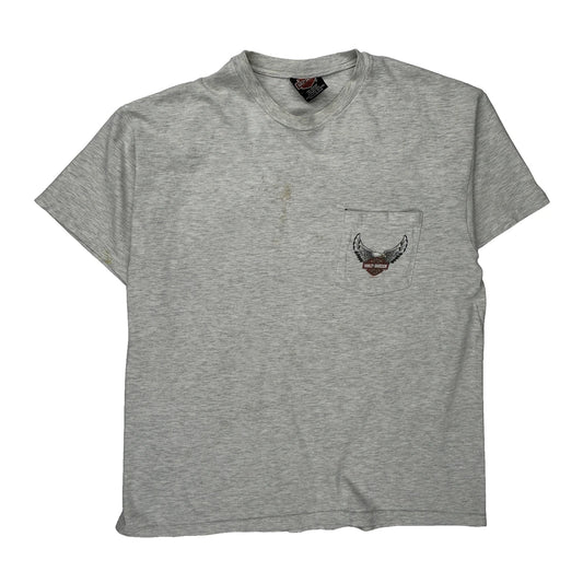 Crystal River, Florida Harley Davidson Graphic T-Shirt - Large Grey Cotton