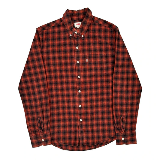Levis Checked Flannel Shirt - Medium Red Cotton