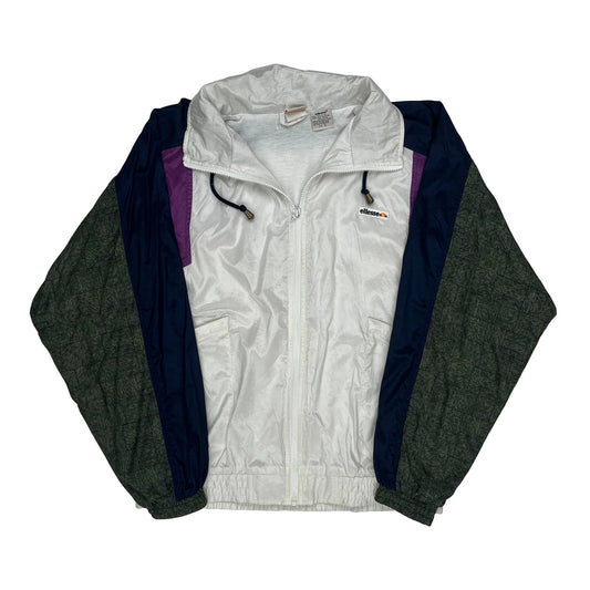 Vintage Ellesse Windbreaker - Small White Nylon