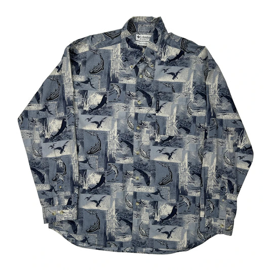 Columbia Graphic Patterned Shirt - XL Grey Cotton