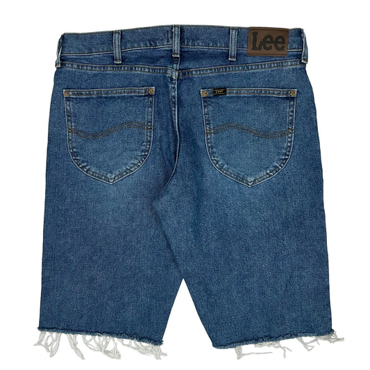 Lee Cut Off Denim Shorts - 34W 10L Blue Denim