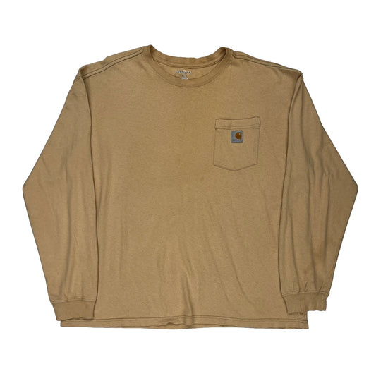 Carhartt Long Sleeve T-Shirt - XL Beige Cotton