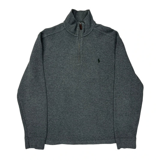 Polo By Ralph Lauren 1/4 Zip - Large Grey Cotton