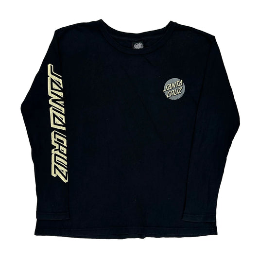 Vintage Age 10 Santa Cruz Graphic Long Sleeve T-Shirt - Medium Black Cotton