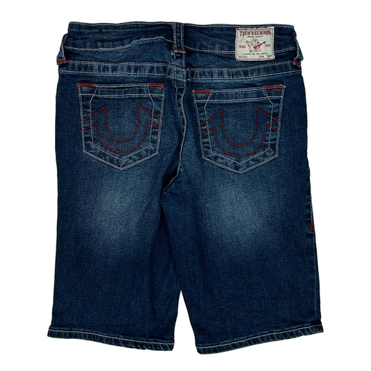 Age 10 True Religion Contrast Stitch Denim Shorts - Medium Blue Denim