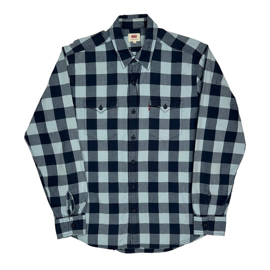Levis Checked Flannel Shirt - Medium Blue Cotton