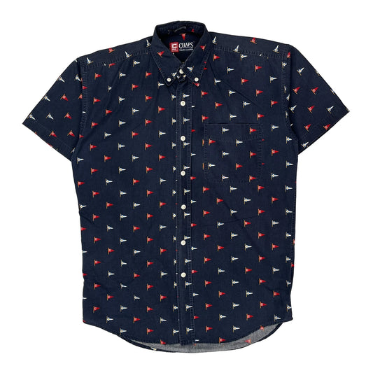 Vintage Chaps Ralph Lauren Short Sleeve Shirt - Medium Navy Cotton