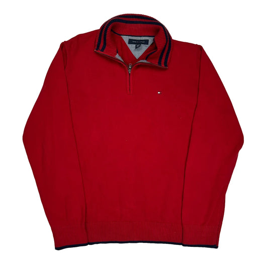 Vintage Tommy Hilfiger 1/4 Zip - XL Red Cotton