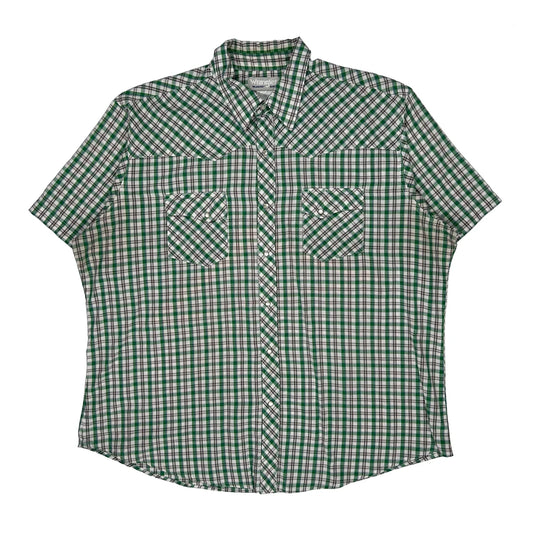 Vintage Wrangler Checked Short Sleeve Shirt - Large Green Cotton
