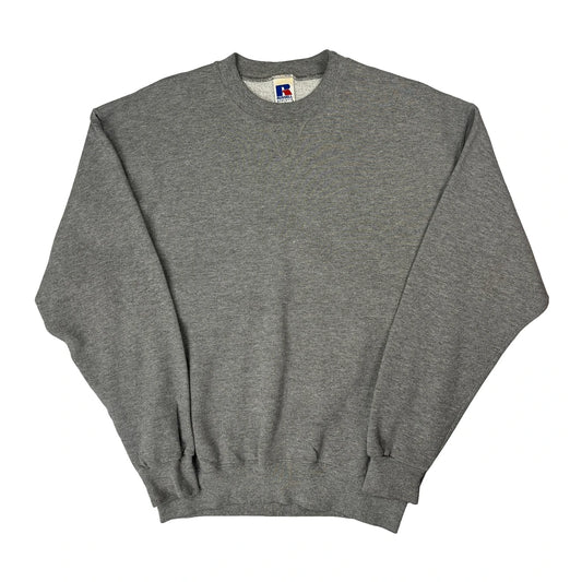 Vintage Russell Athletic Sweatshirt - Large Grey Cotton Blend