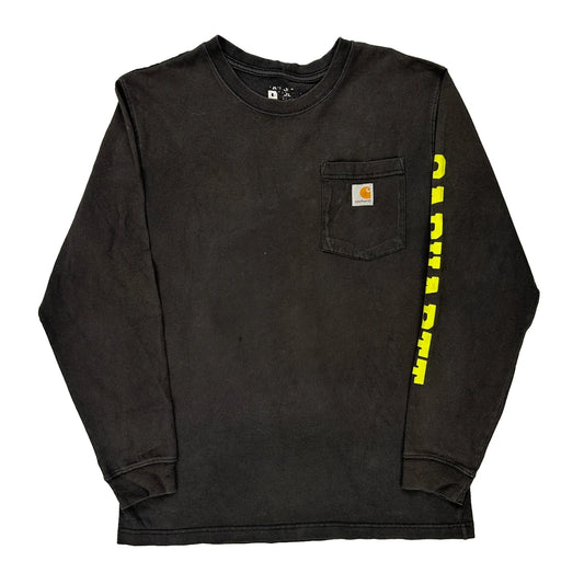 Carhartt Spellout Long Sleeve T-Shirt - Medium Black Cotton
