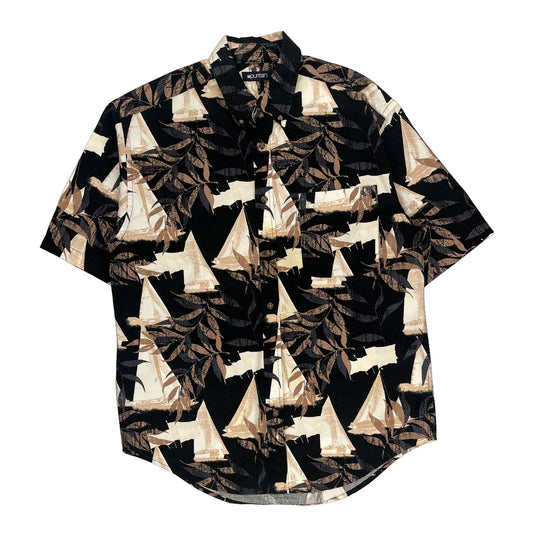 Puritan Hawaiian Shirt - Medium Black Cotton