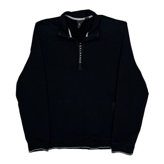 Vintage Armani Exchange 1/4 Zip - XL Black Cotton
