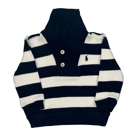 6 Months Ralph Lauren Striped Rugby Shirt - 2XS Navy Cotton