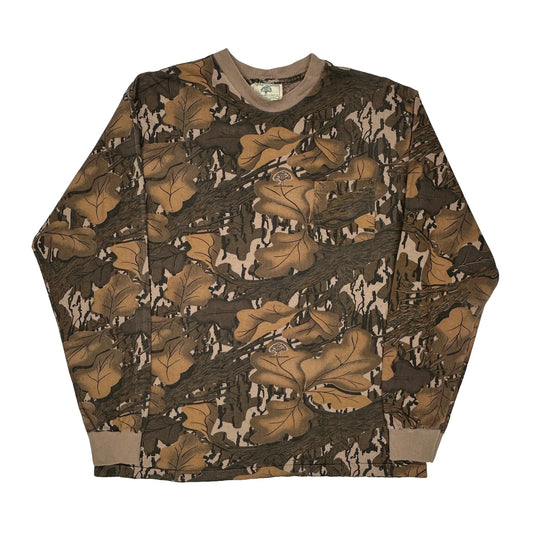 Mossy Oak Camo Long Sleeve T-Shirt - XL Brown Cotton
