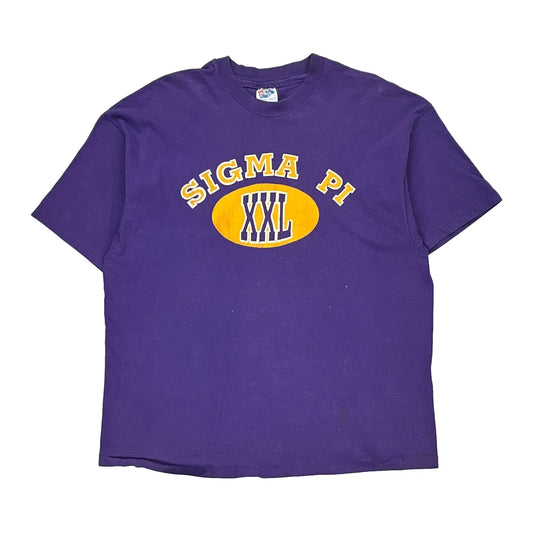 Sigma Pi Hanes Single Stitch T-Shirt - 2XL Purple Cotton