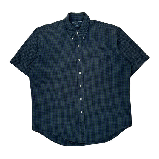 Tilden Ralph Lauren Checked Short Sleeve Shirt - Large Green Cotton