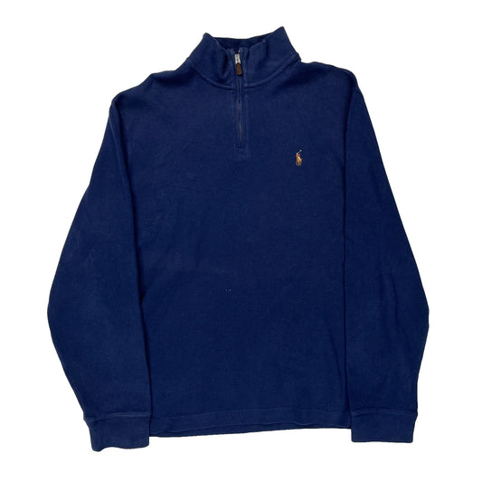 Polo By Ralph Lauren 1/4 Zip - Large Blue Cotton