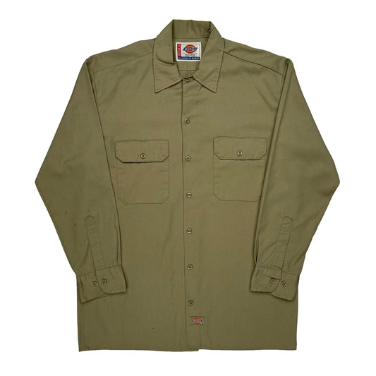 Vintage Dickies Shirt - Medium Khaki Polyester Blend